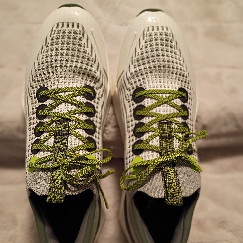 Allbirds Tree Flyer 2, (White/Sliver Black/Lime Green), Men Size 10.5